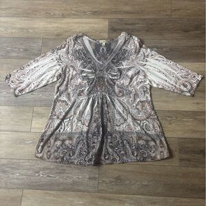 Live And Let Live Tunic Top Women 3X Boho Cottagecore Peasant Hippie Festival